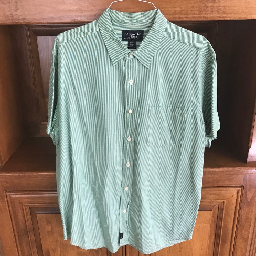 ABERCROMBIE & FITCH MENS SHORT SLEEVE COTTON BUTTON DOWN SHIRT XL - Picture 5 of 5